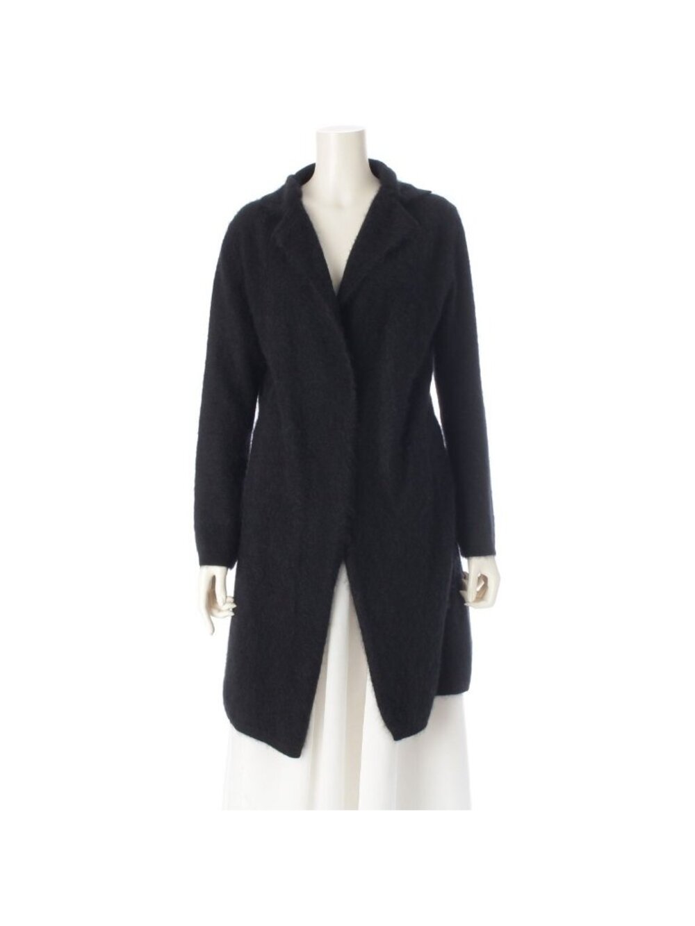 Hermes Cashmere Gaultier Era Collared Long Cardigan Top Black 34